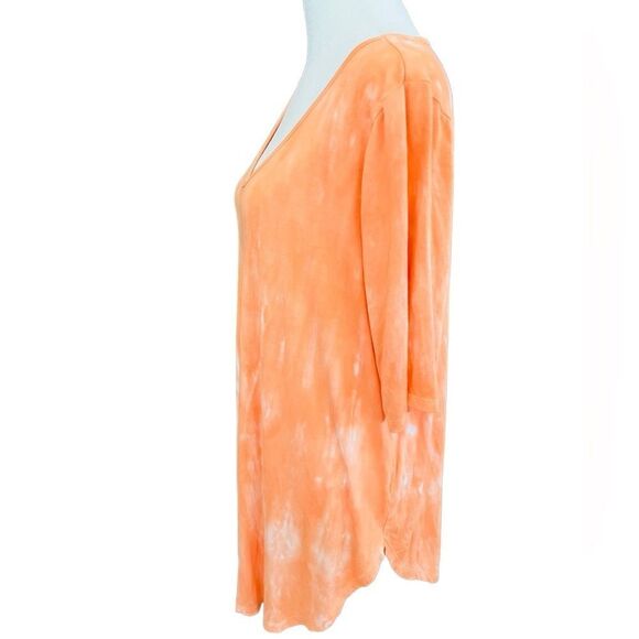 Torrid Orange/white tie dye Super Soft Knits v neck tunic top size 2, 18-20, 2X - Picture 4 of 7